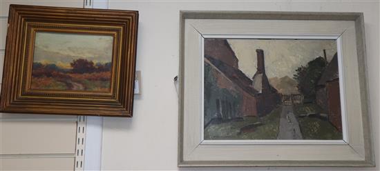 William Warden RBA (1908-1982), The Kitchen Chimney, signed, oil on board and a small landscape oil 31 x 41.5cm